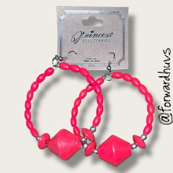 Bundle Sale 3 for $15 | Princess Accessories Red Hoop Earrings - Picture 1 of 6
